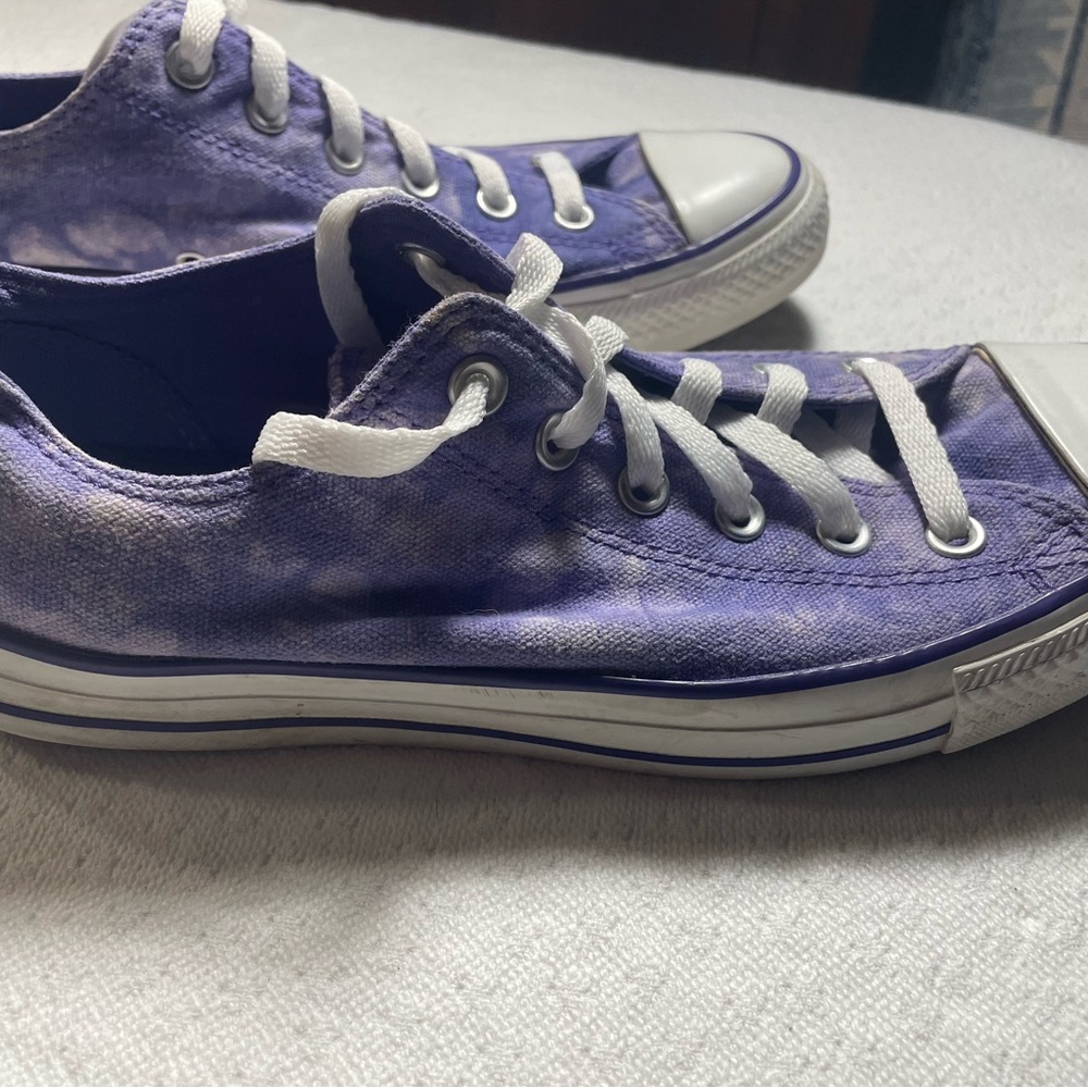 Converse All Stars low top Purple tie dye Canvas Sneakers W10 M8 - Picture 8 of 8